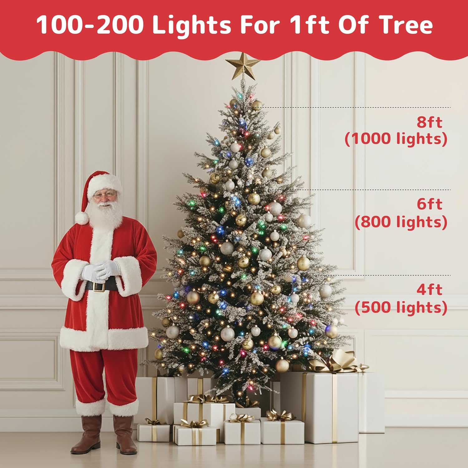 PREXTEX Christmas String Lights with Green Wire - 100 Count, 20 Ft Multicolored Christmas Tree Lights for Xmas Decorations Indoor and Outdoor - Incandescent String Light for Patios, Fences, Holidays