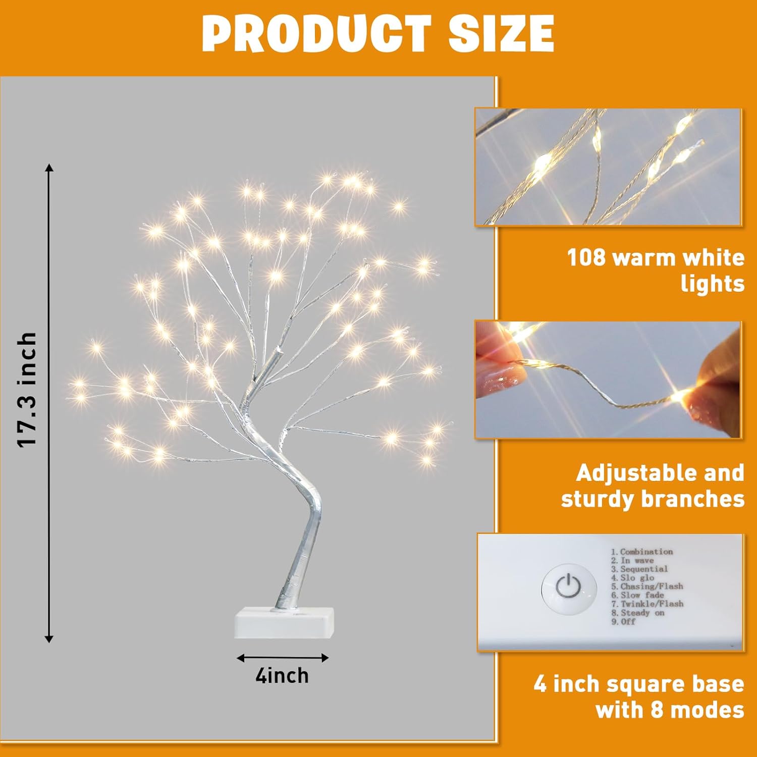 EAMBRITE Home Decorations Light Up White Birch Tree Indoor Christmas Decor, 4 Pack Battery Operated/USB Lighted Tabletop Money Tree Lamp Led Lights Xmas Wedding Centerpiece Table Room (2 Ft)