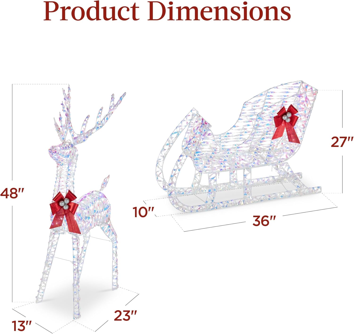 Best Choice Products Lighted Christmas 4ft Reindeer & Sleigh Holiday Outdoor Yard Decoration Set w/ 205 LED Lights, Stakes, Zip Ties - Gold