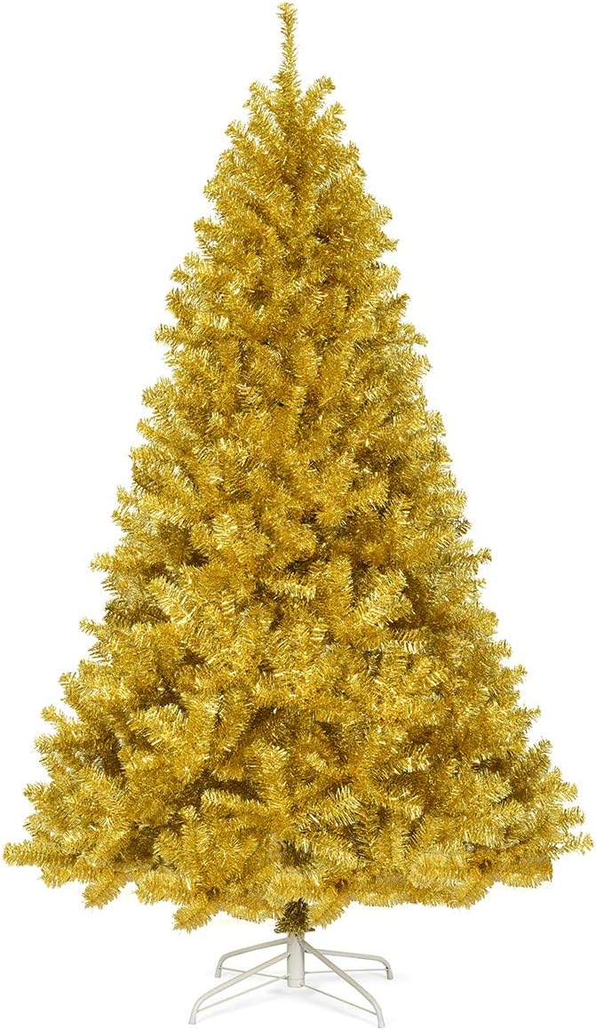 Goplus 8ft Artificial Christmas Tree, Unlit Christmas Pine Tree with 1138 PVC Branch Tips, Foldable Metal Stand, Xmas Full Tree for Indoor Home Office Decor