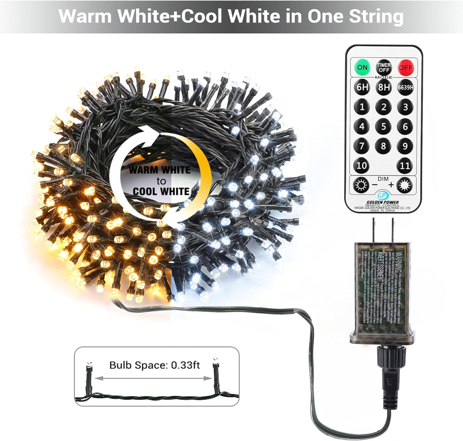 Brizled Color Changing Christmas Lights, 65.67ft 200 LED Cool White & Multicolor Christmas Lights, 11 Modes Remote Dimmable 29V Safe Adapter Outdoor Christmas Tree Lights String for Xmas Party Tree
