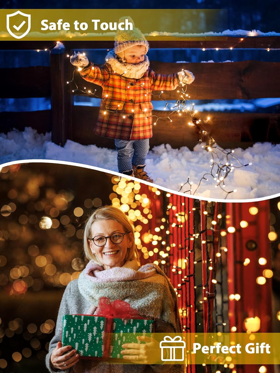 2 Pack 200 LED Solar Christmas Lights Outdoor, Solar String Lights for Outside with 8 Lighting Modes, Waterproof Green Wire Solar Powered Tree Light for Xmas Party Yard Garden Decorations (Multicolor)