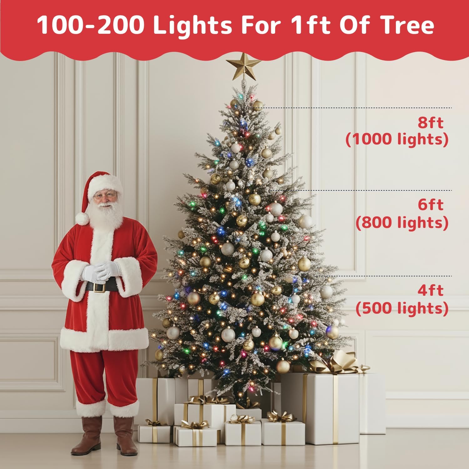 PREXTEX Christmas String Lights with Green Wire - 100 Count, 20 Ft Multicolored Christmas Tree Lights for Xmas Decorations Indoor and Outdoor - Incandescent String Light for Patios, Fences, Holidays