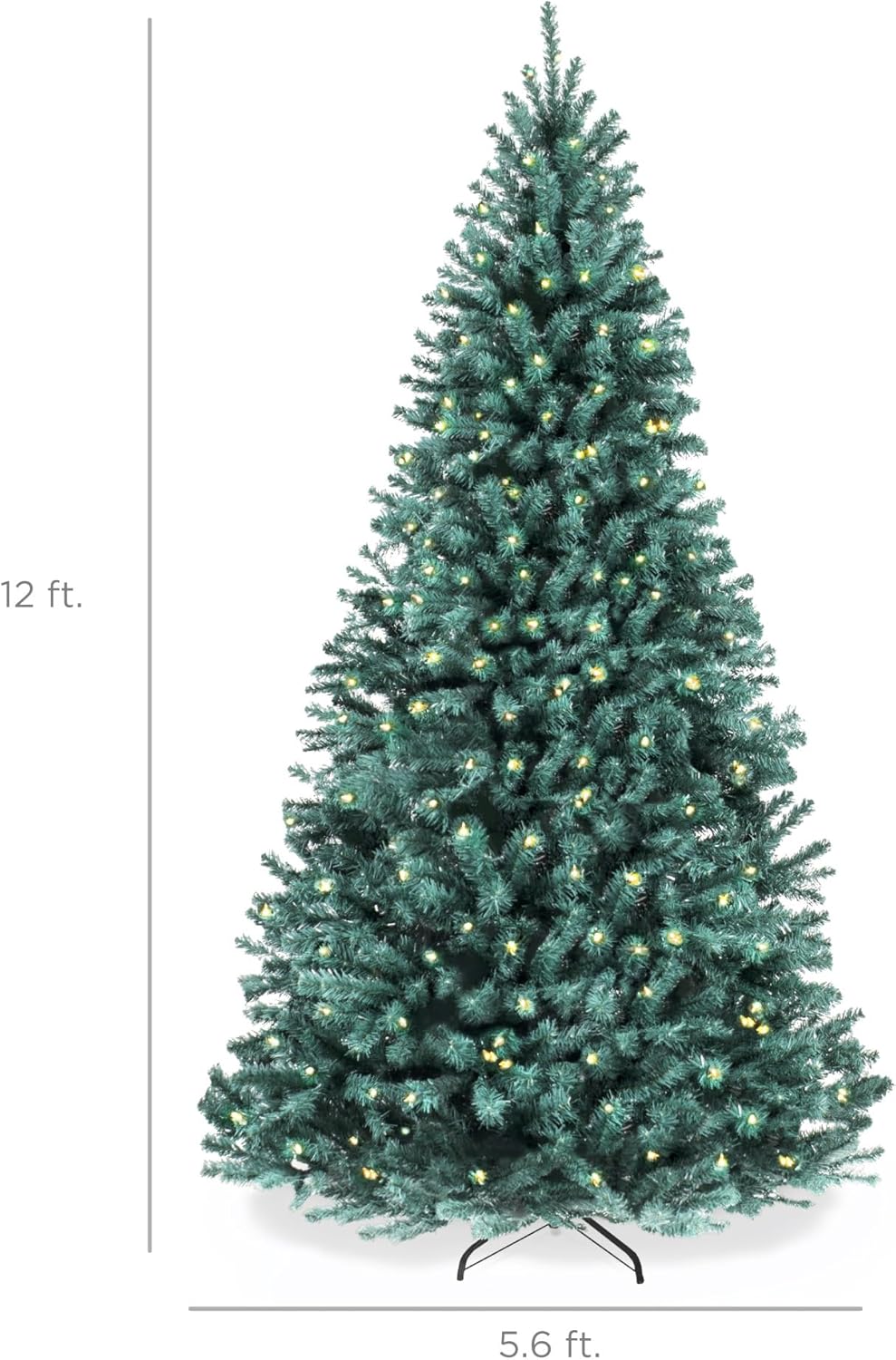 Best Choice Products Artificial Christmas Tree, 6ft Premium Pre-Lit Realistic Spruce Holiday Décor w/Dense Branches, Metal Base - Green Spruce