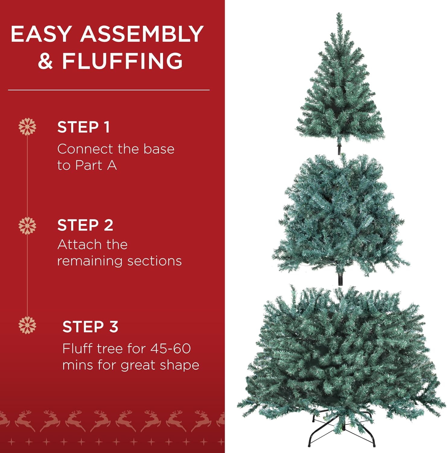 Best Choice Products Artificial Christmas Tree, 6ft Premium Pre-Lit Realistic Spruce Holiday Décor w/Dense Branches, Metal Base - Green Spruce