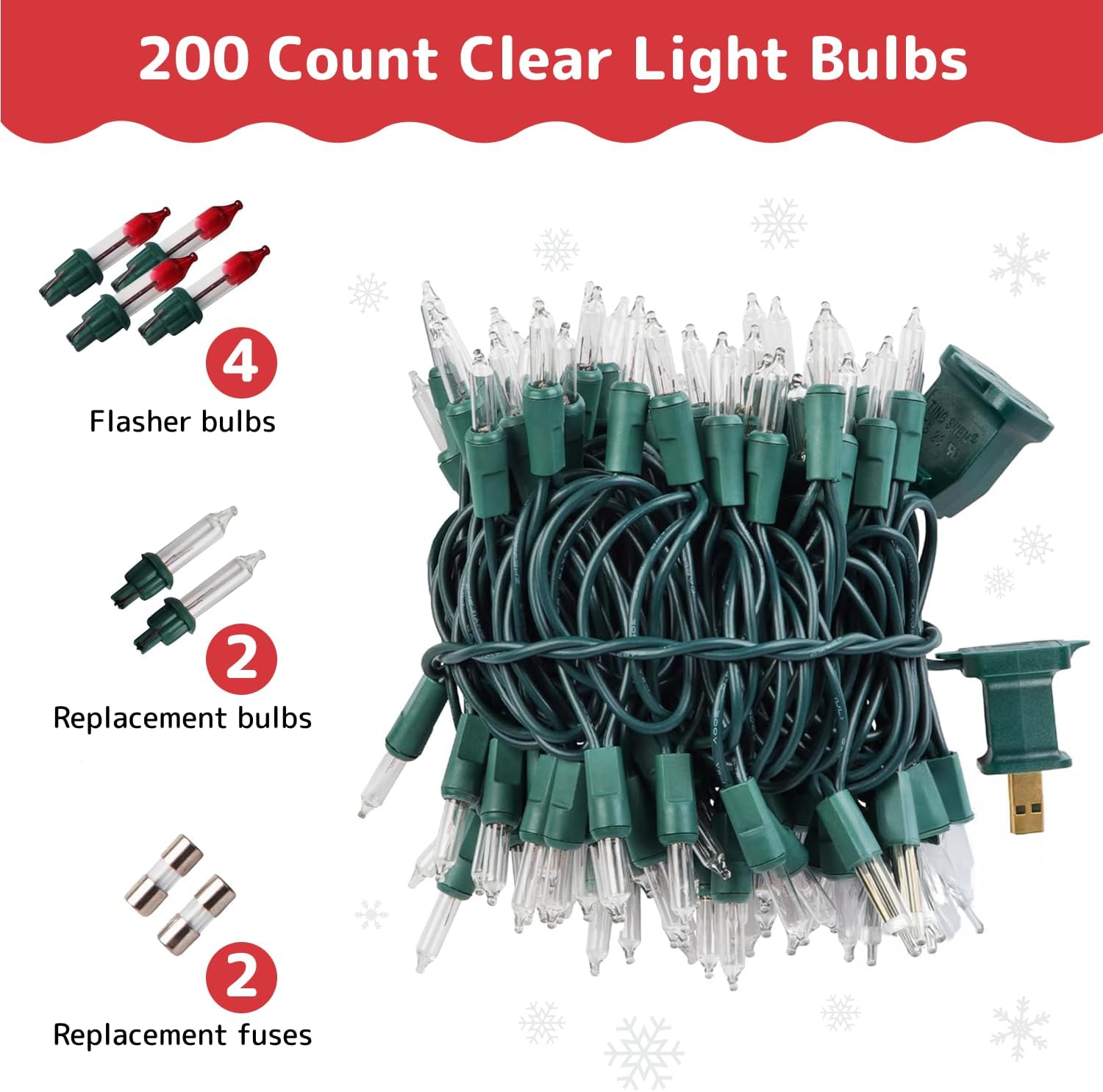 PREXTEX 100 Count Clear Christmas Lights - 20 ft Ultra Bright String Lights with Green Wire for Indoor and Outdoor Use, Christmas Trees, Holidays, Patios and Garden