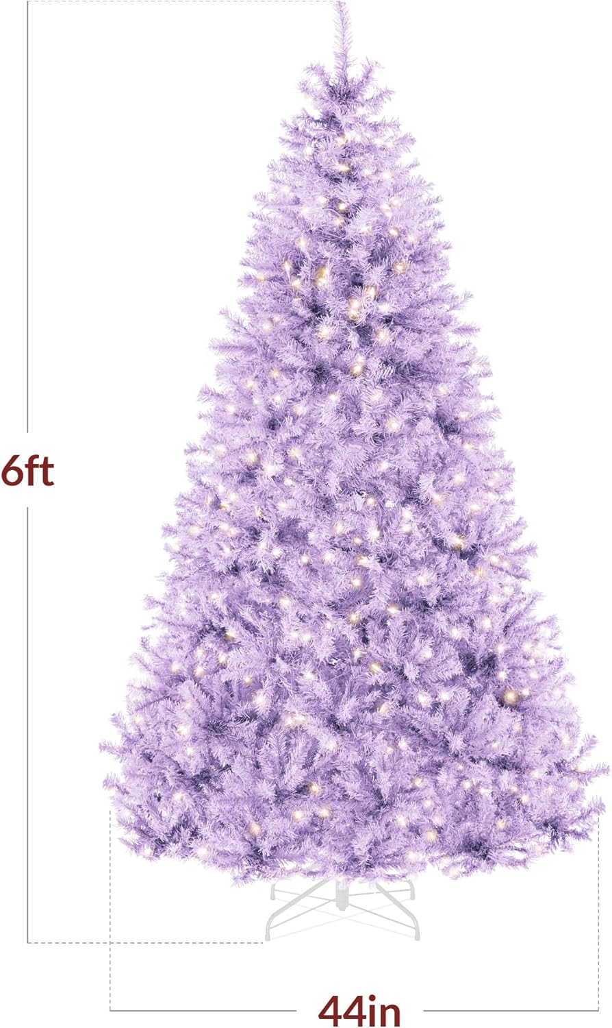 Best Choice Products 6ft Pre-Lit Christmas Tree Premium Hinged Artificial Pine Lighted Holiday Tree for Home, Office w/ 1,000 Branch Tips, 250 Lights, Metal Hinges, Foldable Base