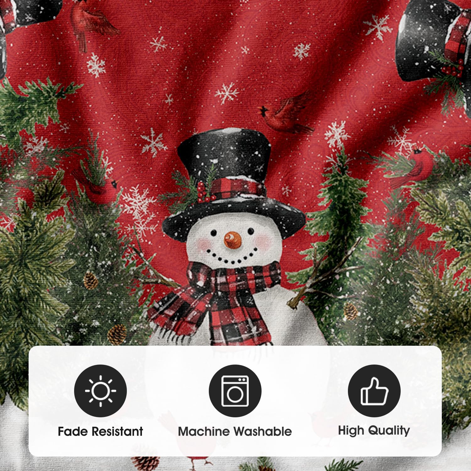 Cardinals Cedar Snowman with Scarf Christmas Tree Skirt, Xmas Winter Holiday Party Tree Mat Indoor Outdoor Decoration 36 Inch