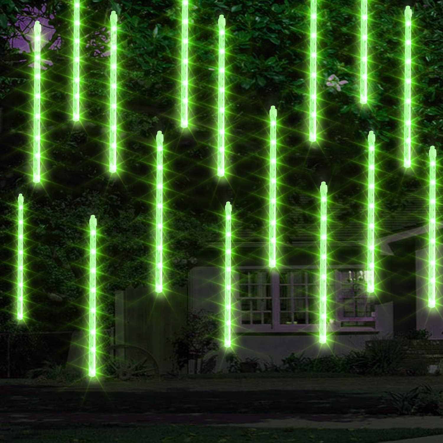 Dazzle Bright 864LED Christmas Light, Meteor Shower Rain Lights 11.8 Inch 24 Tubes, Waterproof Plug in Falling Rain Lights Christmas Decorations for Xmas Bushes Tree Yard Party (Blue)