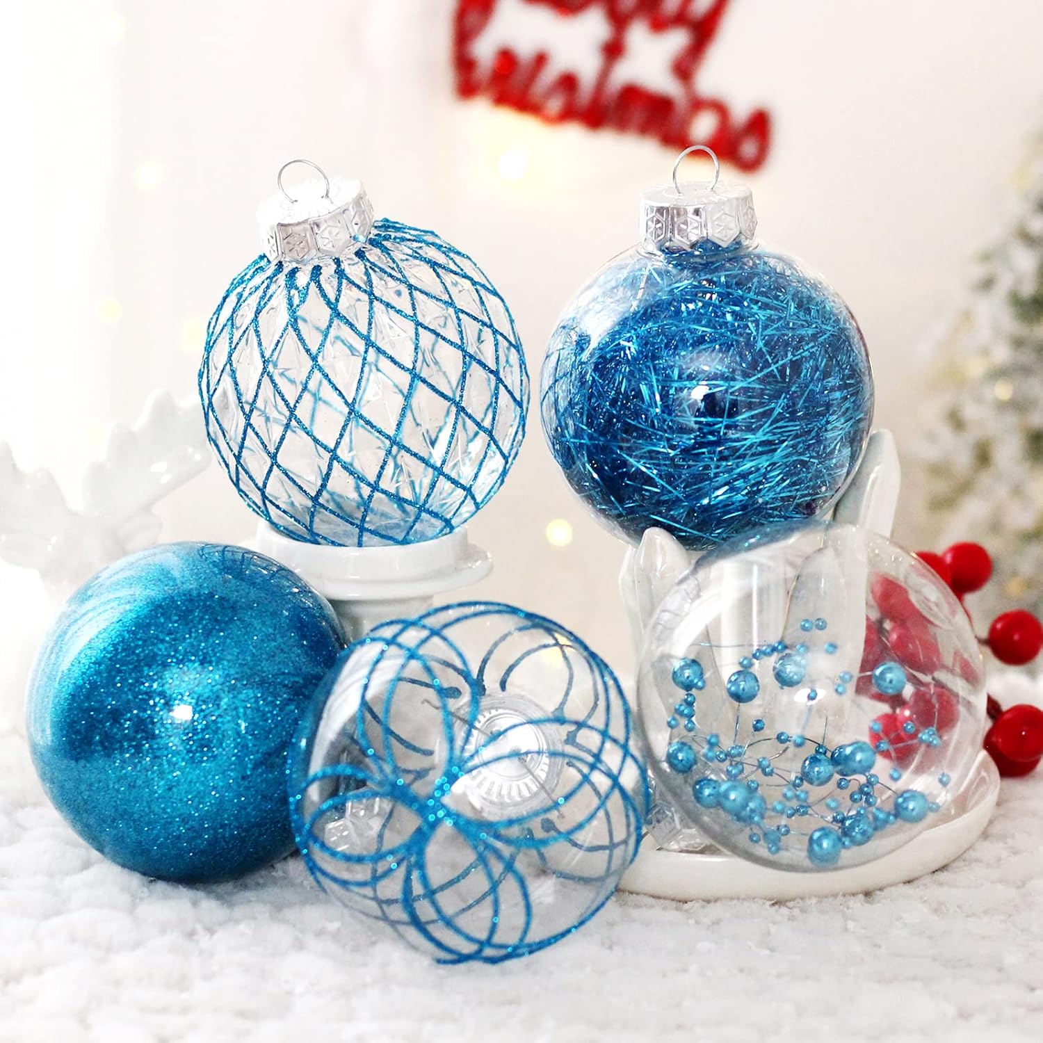 Clear Plastic Christmas Ball Ornaments, 30ct 2.36 Inch Champagne Balls for Tree Decoration - Shatterproof for Holiday Wedding Party Gifts