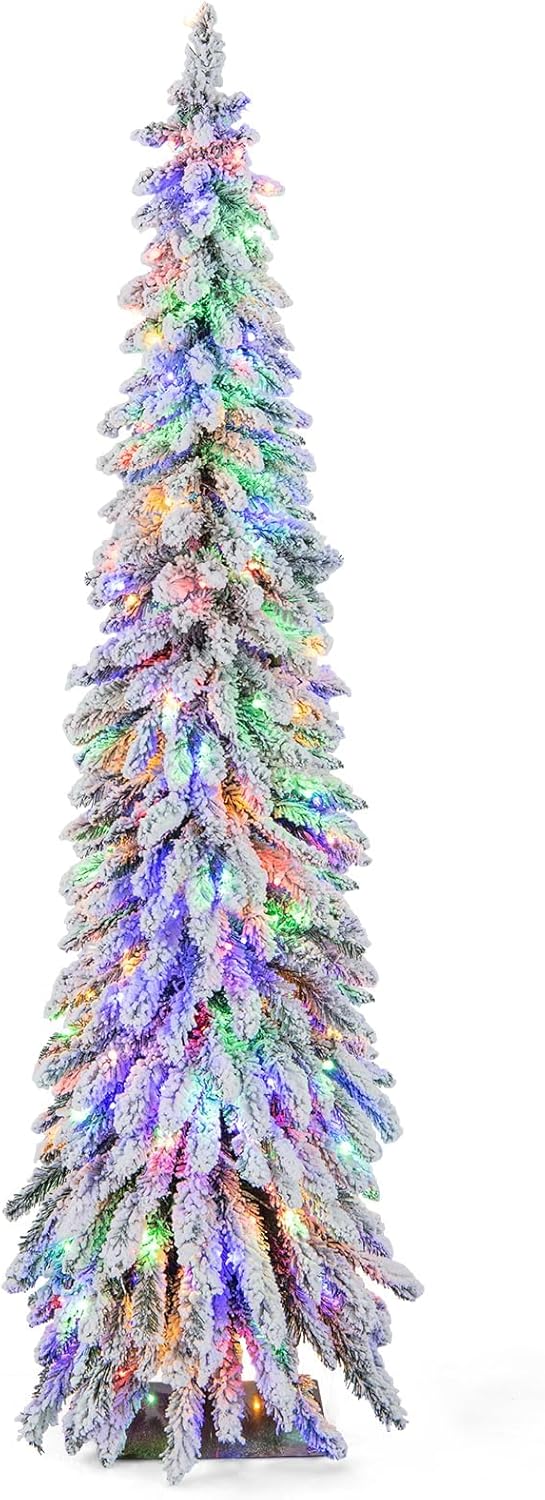 Goplus 8ft Artificial Christmas Tree, Unlit Christmas Pine Tree with 1138 PVC Branch Tips, Foldable Metal Stand, Xmas Full Tree for Indoor Home Office Decor