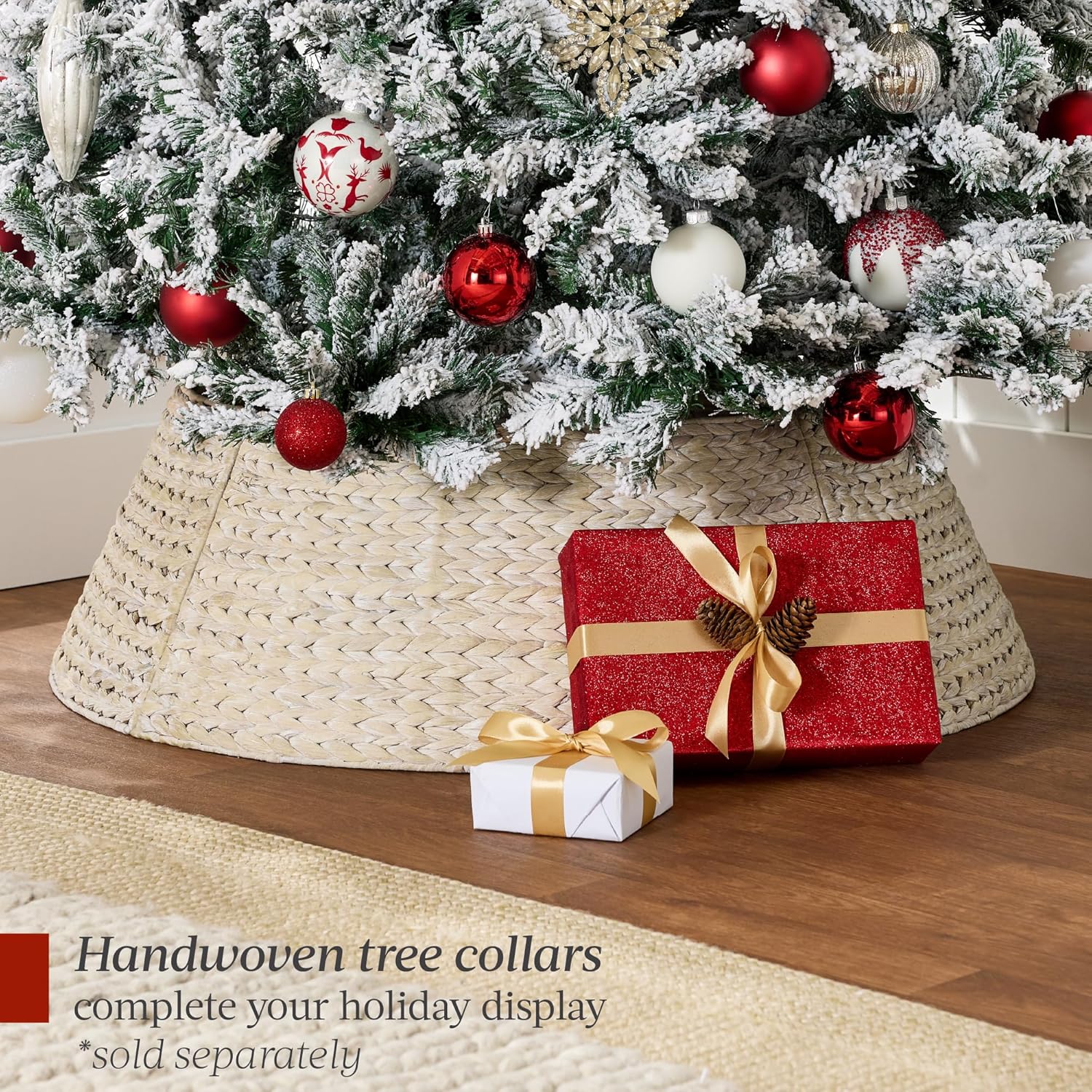 Best Choice Products Pre-Lit Artificial Christmas Tree, 6ft Snow Flocked Design Pine Tree, Full Appearance Snowy w/Easy Assembly, Metal Stand