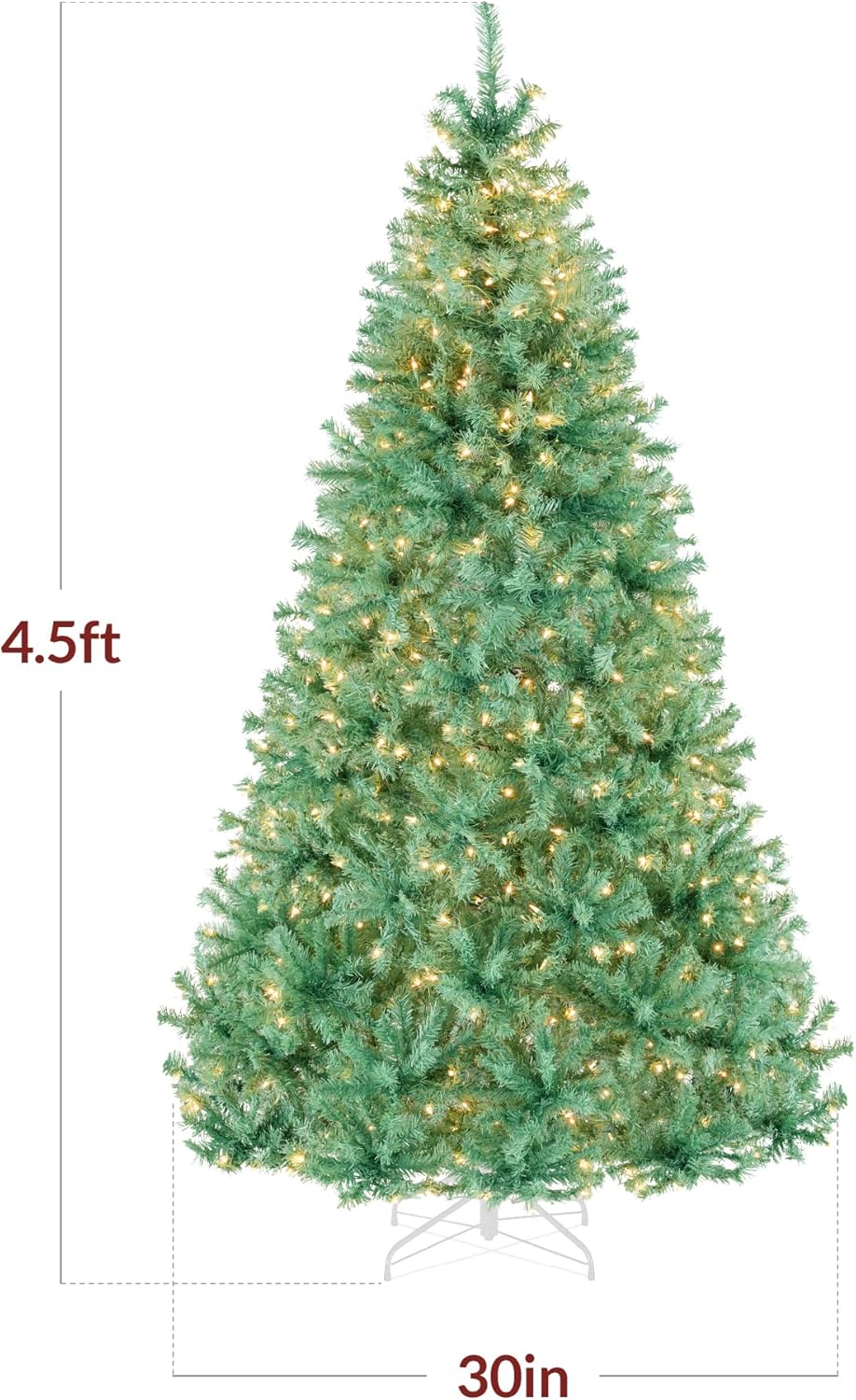 Best Choice Products 6ft Pre-Lit Christmas Tree Premium Hinged Artificial Pine Lighted Holiday Tree for Home, Office w/ 1,000 Branch Tips, 250 Lights, Metal Hinges, Foldable Base