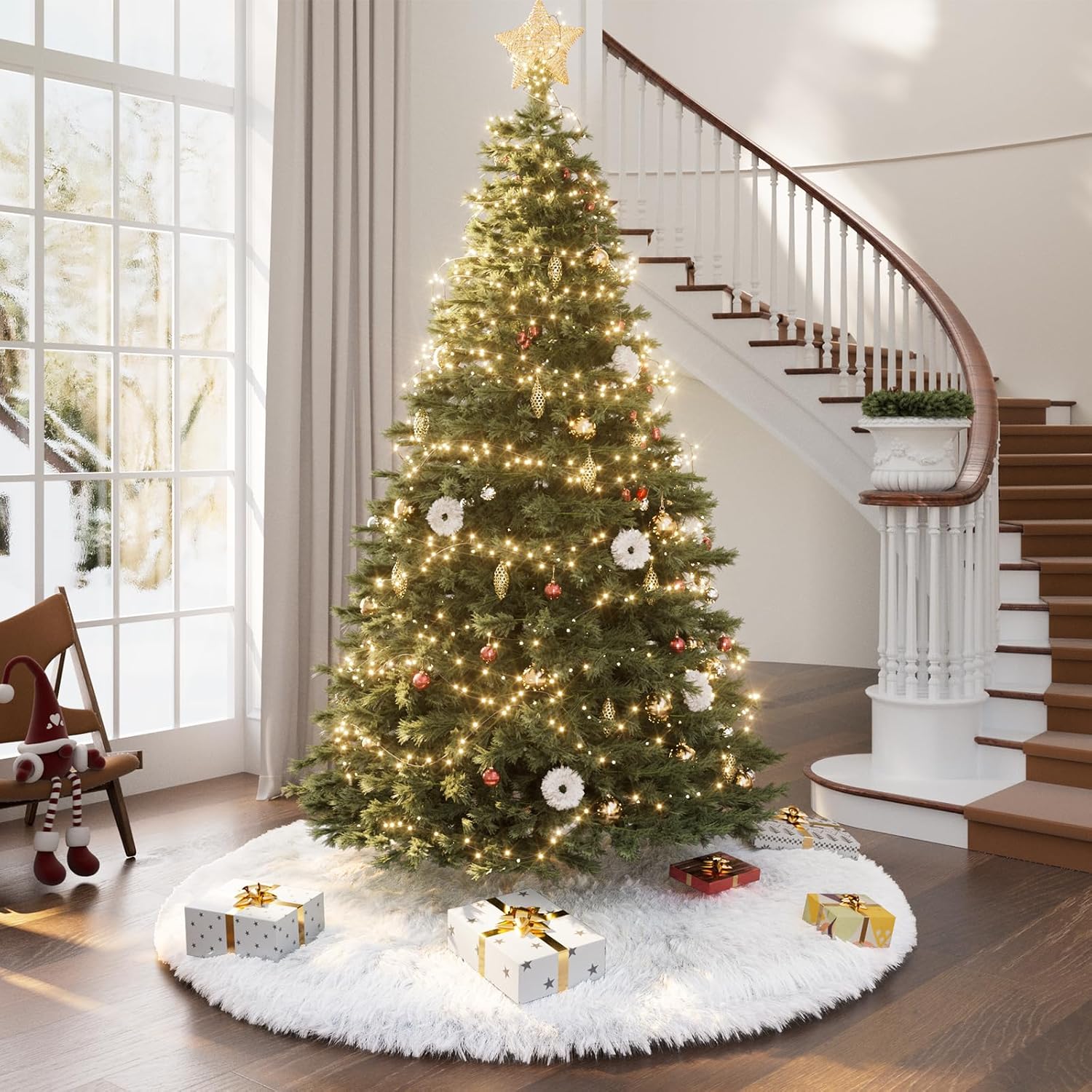 Christmas Tree Skirt 36 inch Wool Fur White Tree Skirt Small Snowy White Plush Velvet Tree Skirt Party Christmas Tree Decoration