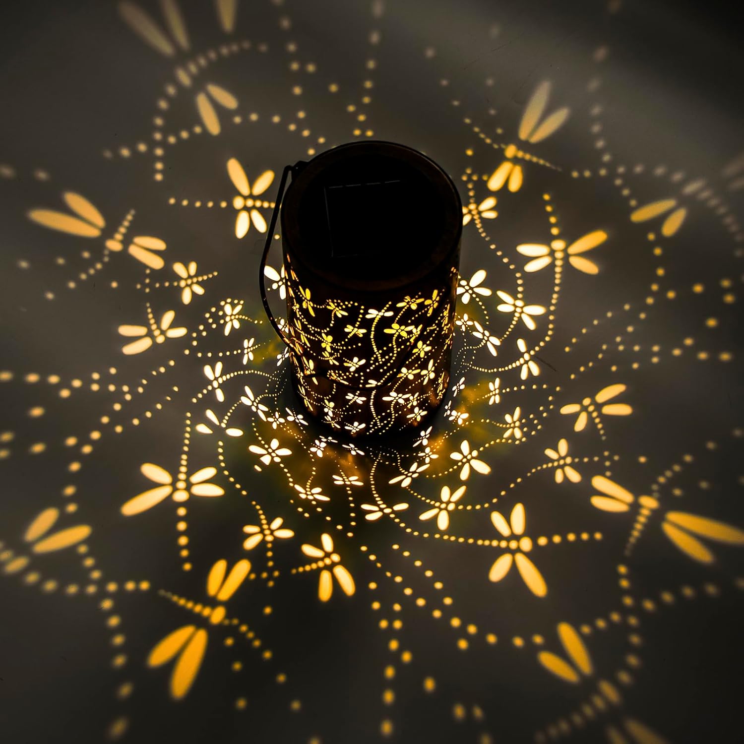 Christmas Gifts For women,Solar Lanterns Outdoor Hanging Lantern Lights, Dragonfly Hollowed-Out Metal Decor Lantern, Waterproof LED Decorative Garden Light - Delicate Garden Decoration for Patio, Yard