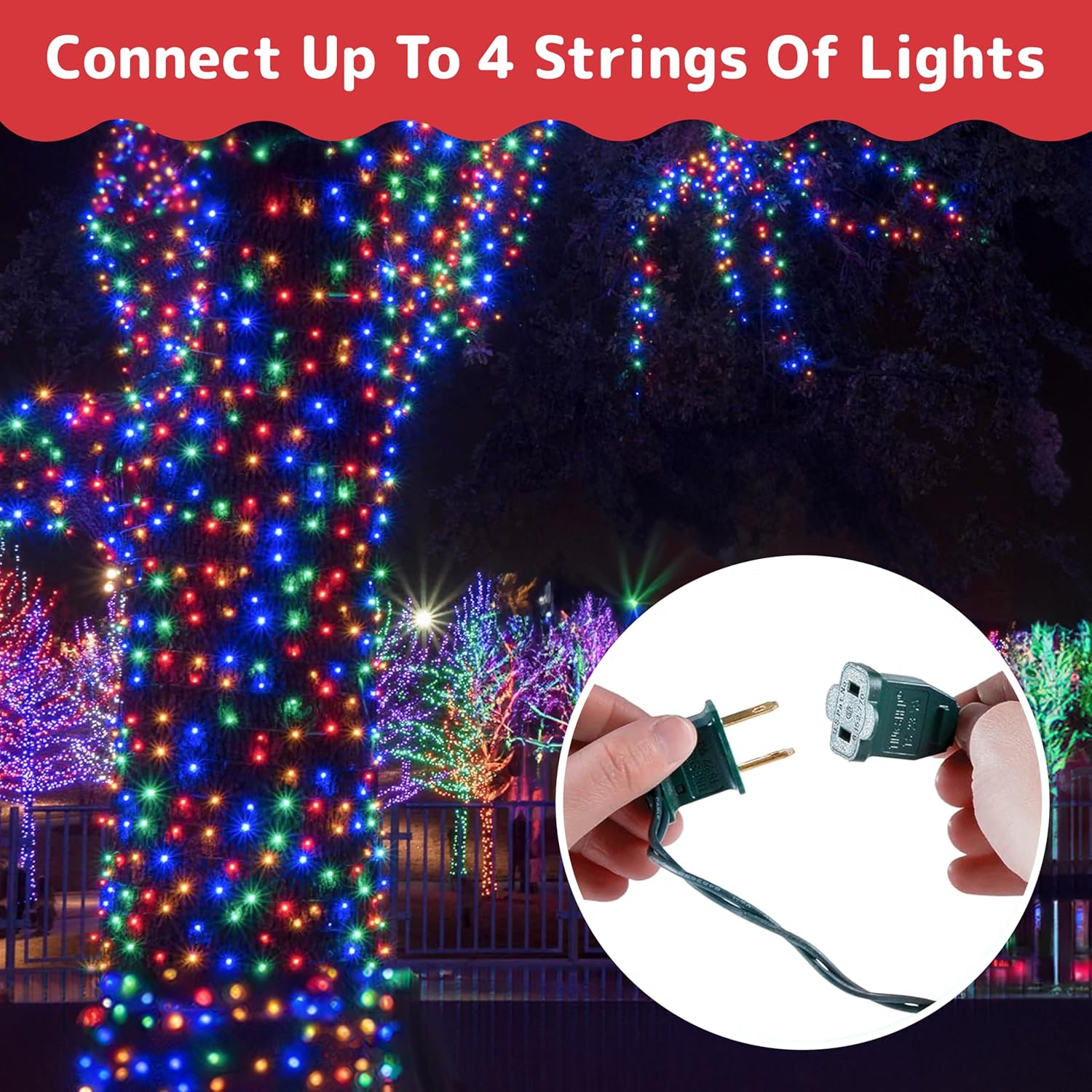 PREXTEX Christmas String Lights with Green Wire - 100 Count, 20 Ft Multicolored Christmas Tree Lights for Xmas Decorations Indoor and Outdoor - Incandescent String Light for Patios, Fences, Holidays