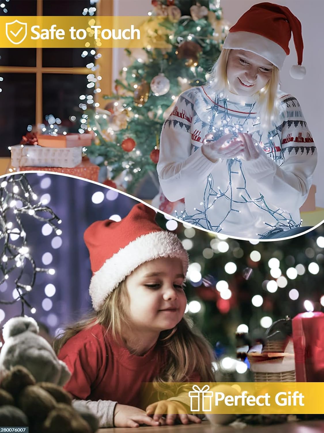 2 Pack 200 LED Solar Christmas Lights Outdoor, Solar String Lights for Outside with 8 Lighting Modes, Waterproof Green Wire Solar Powered Tree Light for Xmas Party Yard Garden Decorations (Multicolor)