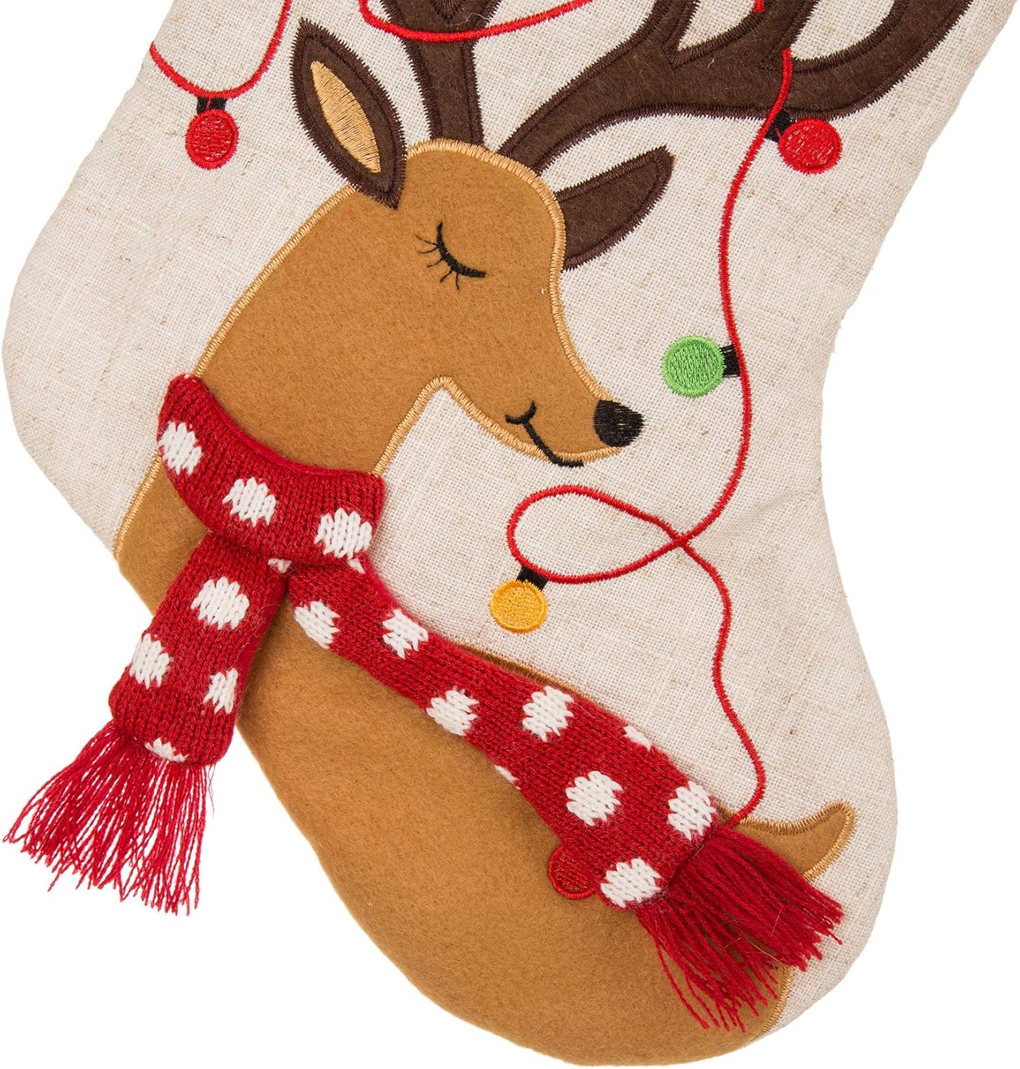 Glitzhome 19 L Handmade Hooked Dog Christmas Stocking for Family Holiday Season Party Decor