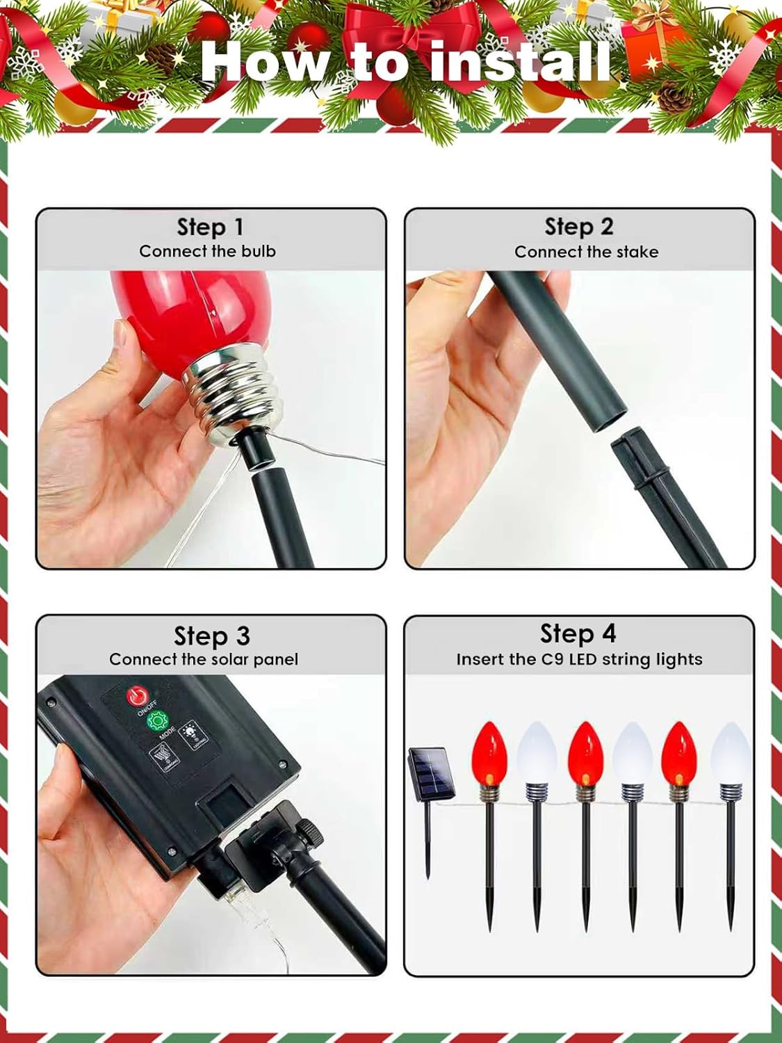 2-Pack Extentable C9 Christmas Lights Outdoor Indoor, 66 FT 100 LED Christmas String Lights Plug in with 8 Modes & Timer, Waterproof Fairy Twinkle Light for Xmas Tree Yard Decorations (Multi-Colored)