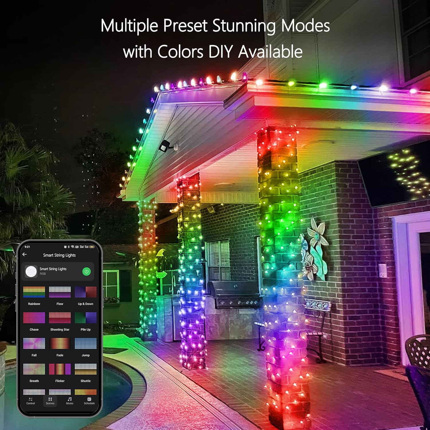 Brizled RGB Christmas Lights, 164ft 500 LED Color Changing String Lights, Dimmable Christmas Tree Light, Indoor Multifunctional Fairy Light with Remote for Outdoor Independence Day Xmas Party Decor