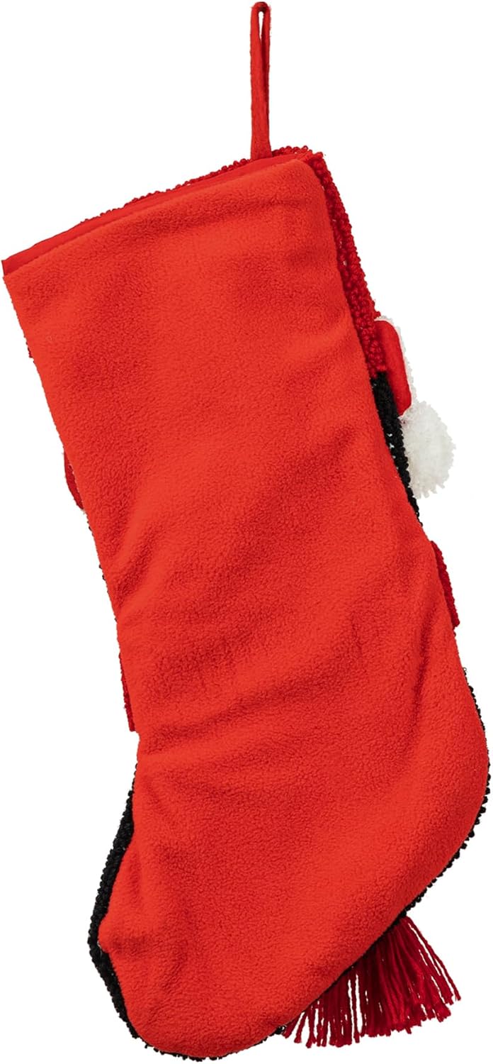 Glitzhome 19 L Handmade Hooked Dog Christmas Stocking for Family Holiday Season Party Decor