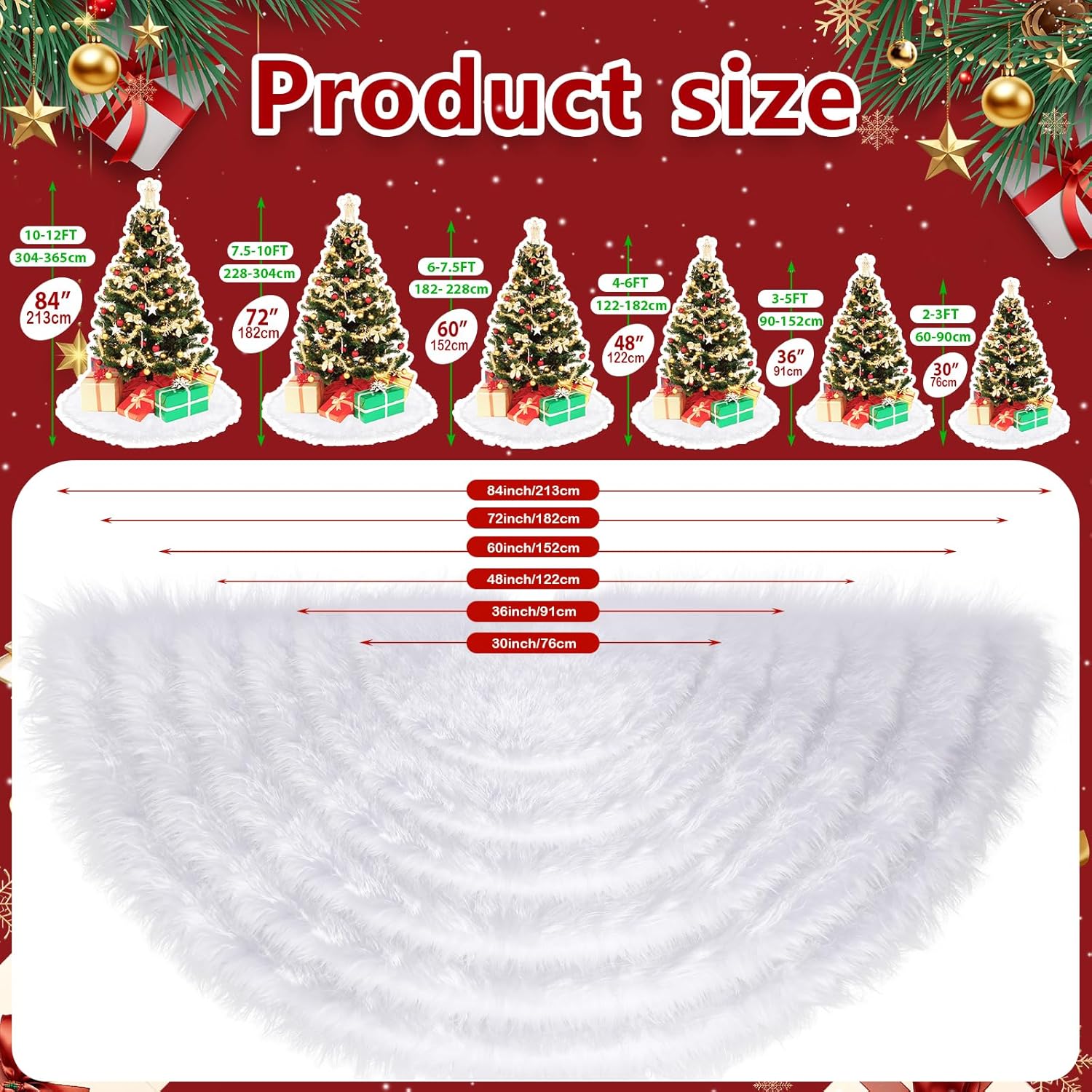 Christmas Tree Skirt 36 inch Wool Fur White Tree Skirt Small Snowy White Plush Velvet Tree Skirt Party Christmas Tree Decoration