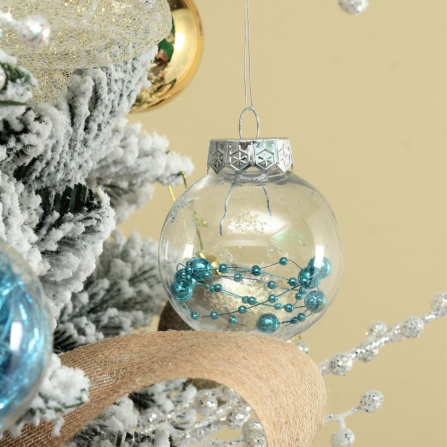 Clear Plastic Christmas Ball Ornaments, 30ct 2.36 Inch Champagne Balls for Tree Decoration - Shatterproof for Holiday Wedding Party Gifts