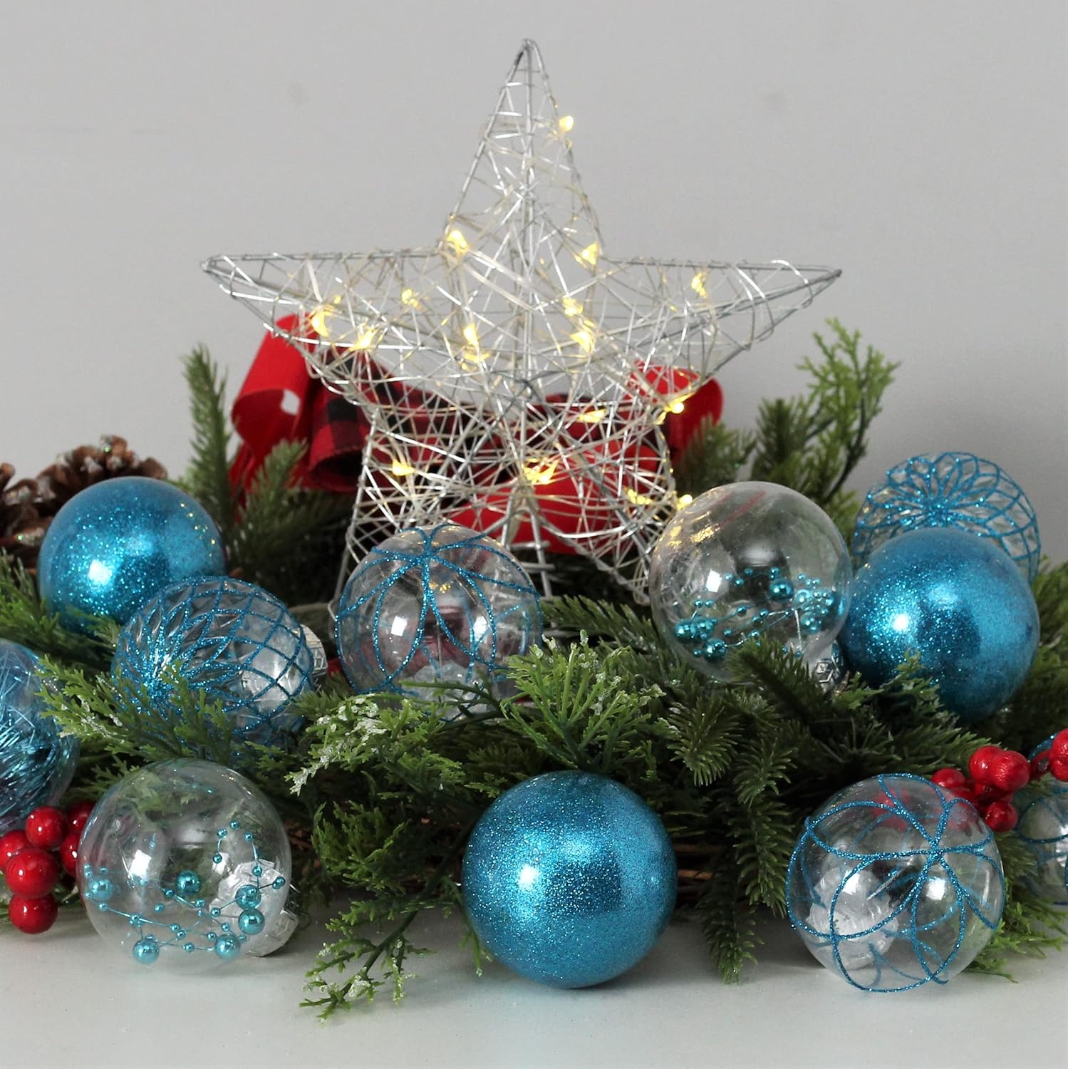 Clear Plastic Christmas Ball Ornaments, 30ct 2.36 Inch Champagne Balls for Tree Decoration - Shatterproof for Holiday Wedding Party Gifts