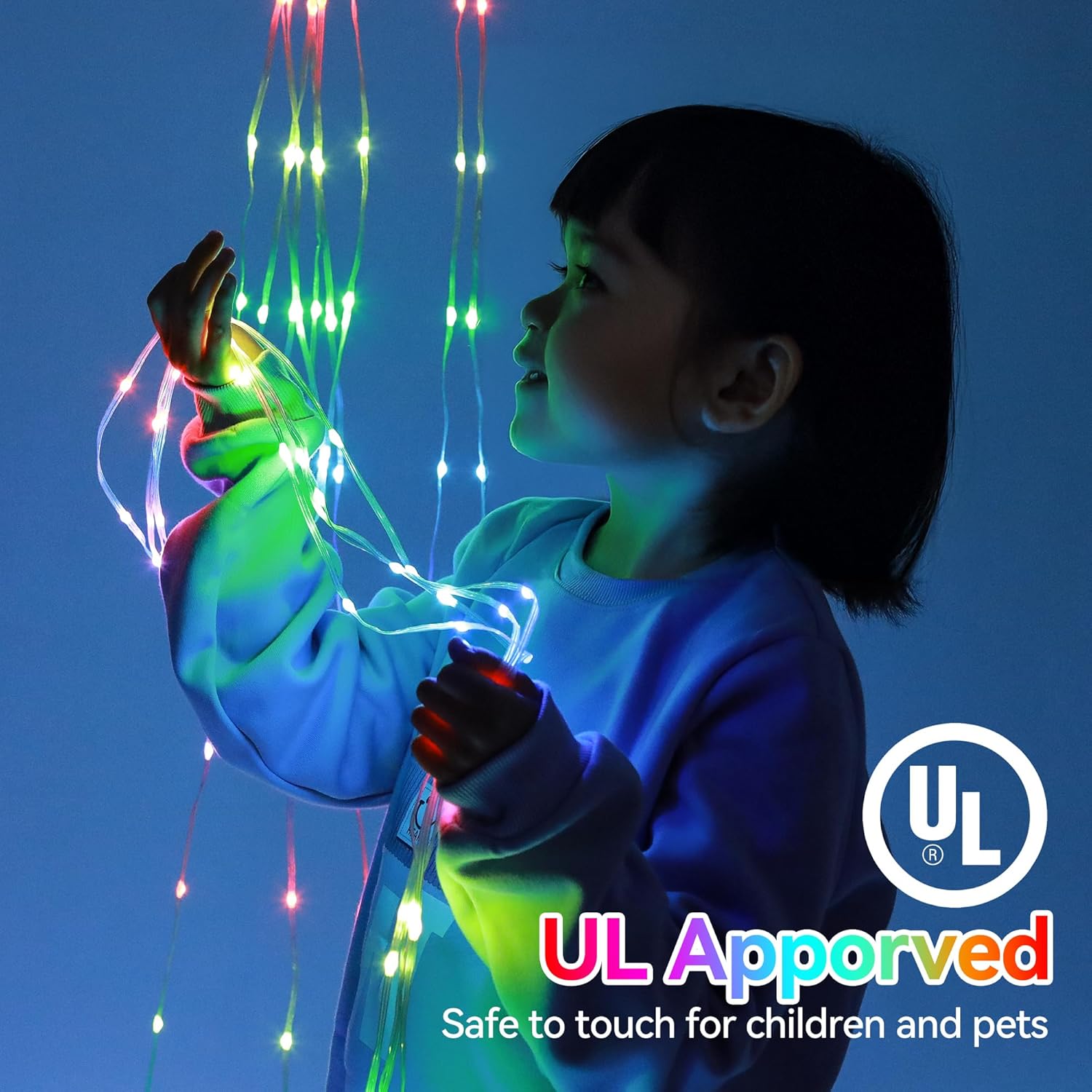 PUHONG Christmas Lights, Decorations Star Lights, 320 LED Christmas Tree Lights Outdoor, 16.4Ft String Lights, 8 Light Modes with 12 Lighted Star for Xmas New Year (Iron-Multicolor)