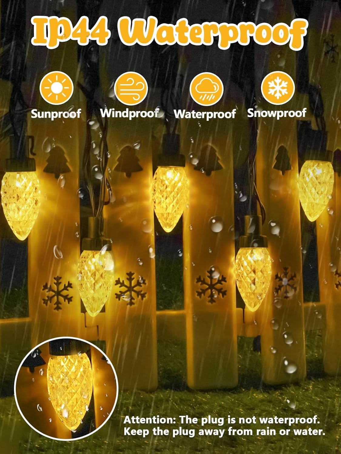 2-Pack Extentable C9 Christmas Lights Outdoor Indoor, 66 FT 100 LED Christmas String Lights Plug in with 8 Modes & Timer, Waterproof Fairy Twinkle Light for Xmas Tree Yard Decorations (Multi-Colored)