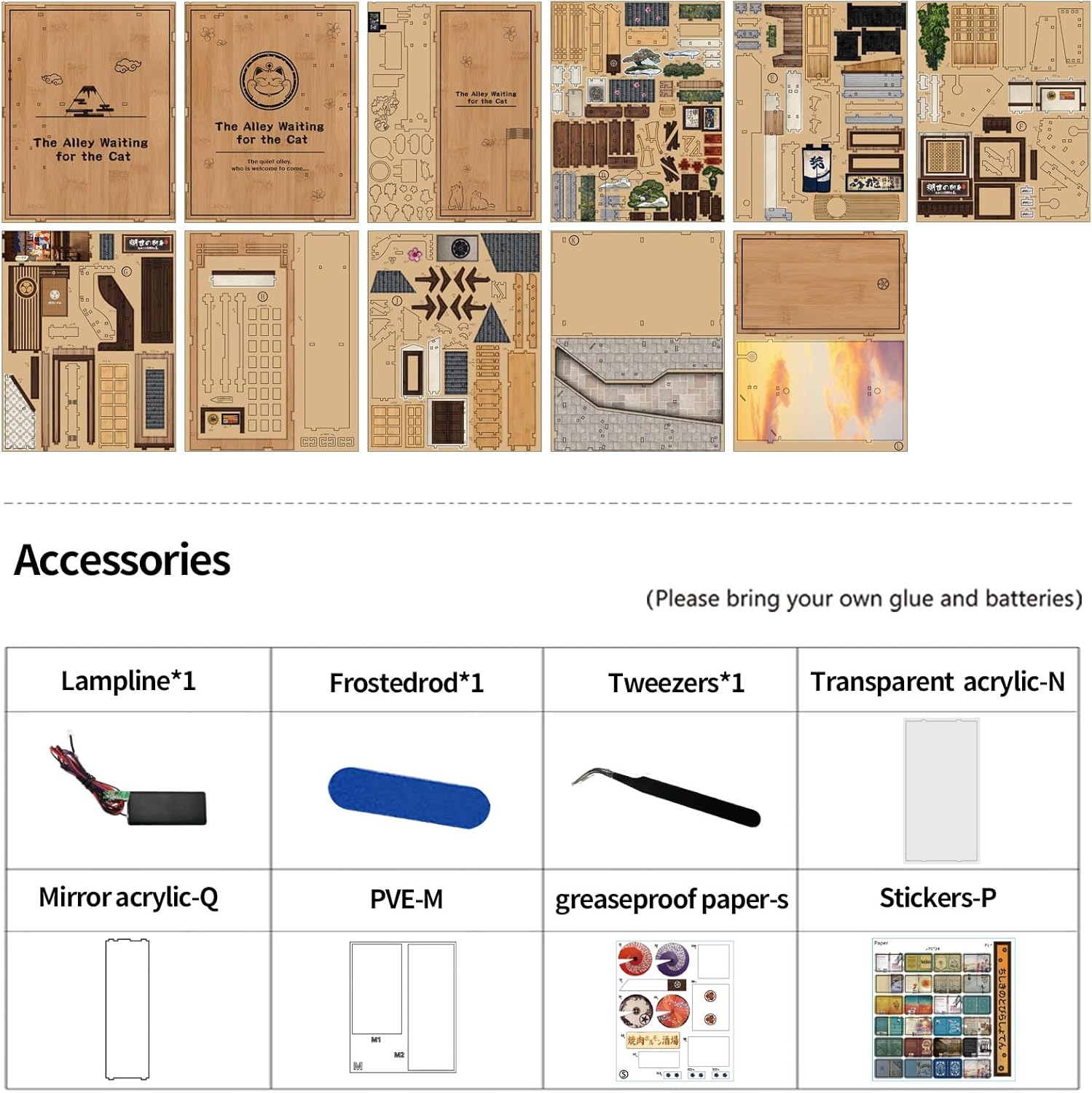 CRIOLPO Book Nook Kit - DIY Doll House Booknook, Book Nook Miniature Kit for Bookshelf Doll Houses for Adults Teen Halloween, 3D Wooden Puzzle Bookends with Sensor Led Light