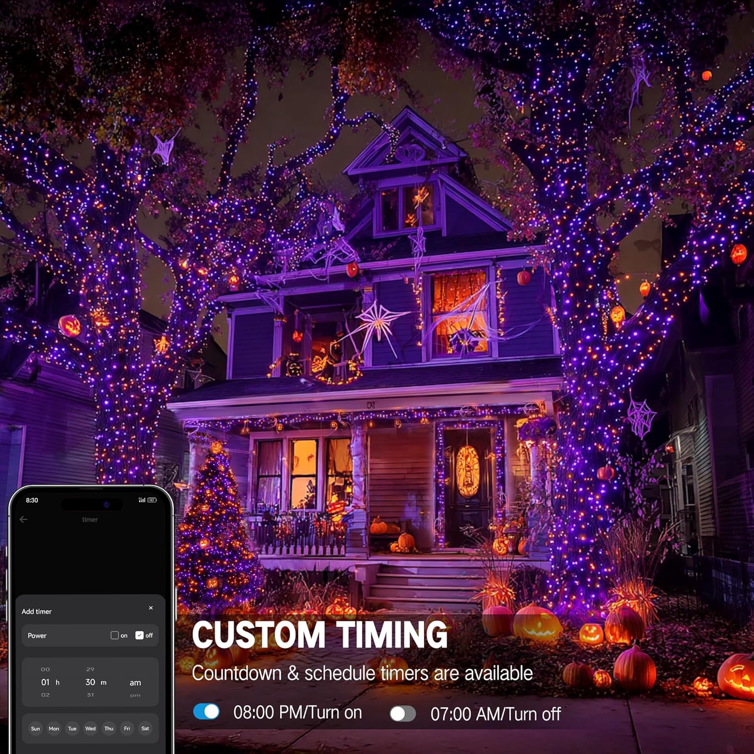 Brizled Color Changing Christmas Lights, 65.67ft 200 LED Cool White & Multicolor Christmas Lights, 11 Modes Remote Dimmable 29V Safe Adapter Outdoor Christmas Tree Lights String for Xmas Party Tree