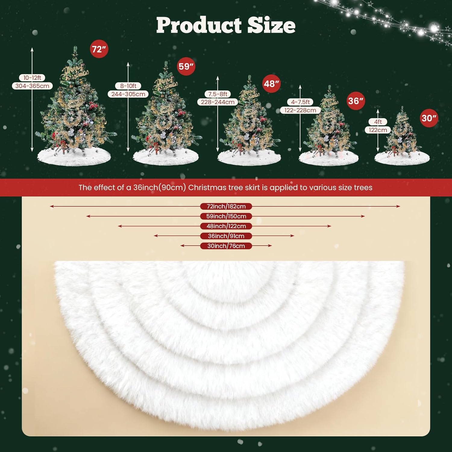 Christmas Tree Skirt 36 inch Wool Fur White Tree Skirt Small Snowy White Plush Velvet Tree Skirt Party Christmas Tree Decoration
