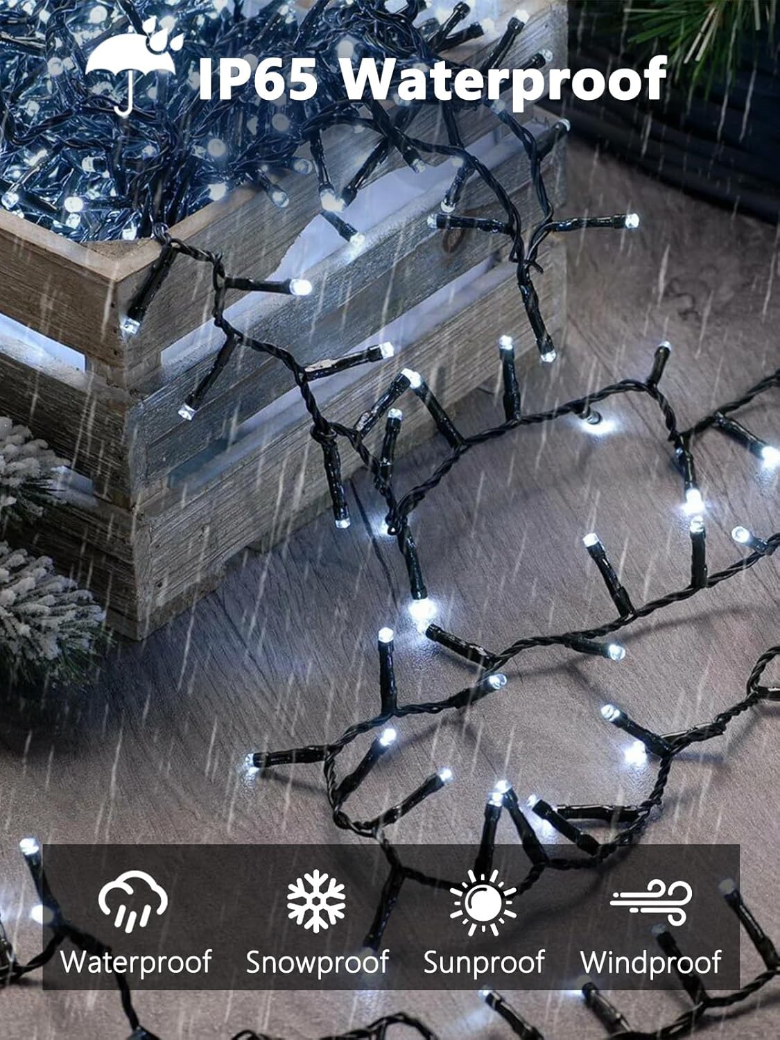 2 Pack 200 LED Solar Christmas Lights Outdoor, Solar String Lights for Outside with 8 Lighting Modes, Waterproof Green Wire Solar Powered Tree Light for Xmas Party Yard Garden Decorations (Multicolor)