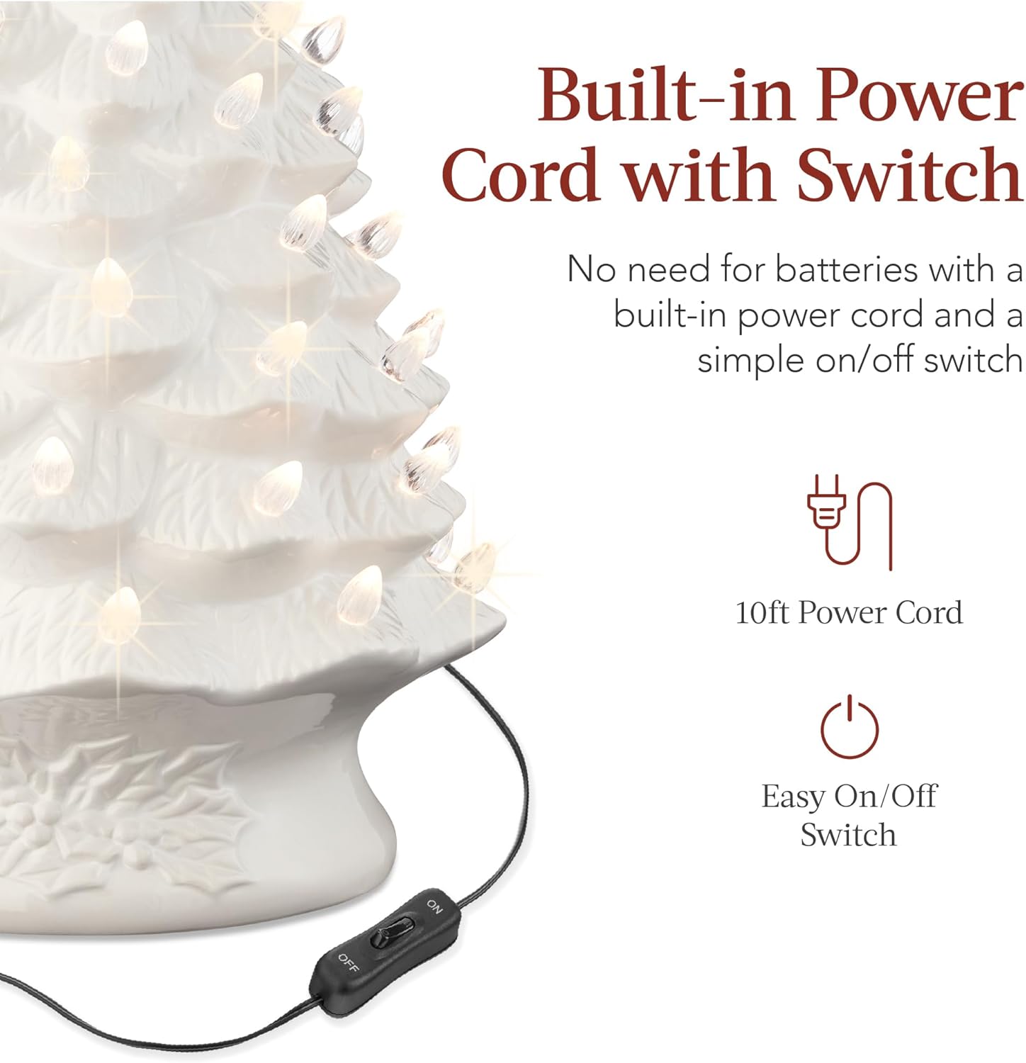 Best Choice Products 18in Large Ceramic Christmas Tree, Pre-lit Hand-Painted Tabletop Holiday Decoration w/Power Cord, 2 Star, 93 Multicolored Bulbs, LED Lights - Green