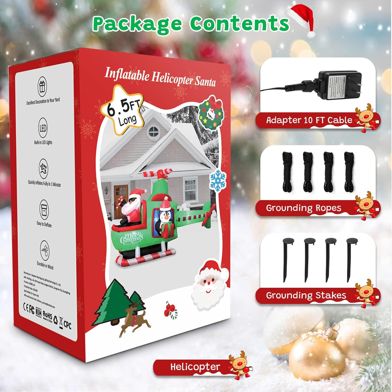 7 FT Christmas Inflatables Snowman Outdoor Yard Decorations, Christmas Blow up Snow Man with LED Lights & Black Hat, Winter Outside Decor for Holiday Party Patio Garden Lawn, Xmas New Year Kids Gifts