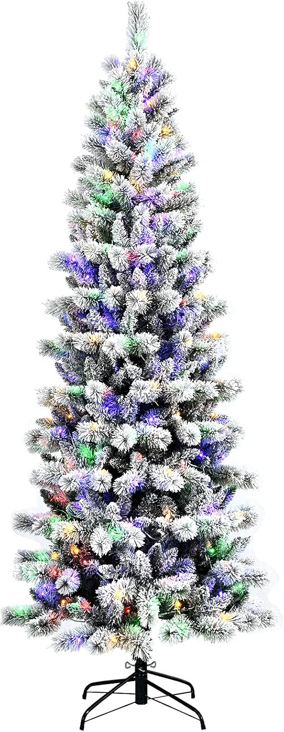 Goplus 8ft Artificial Christmas Tree, Unlit Christmas Pine Tree with 1138 PVC Branch Tips, Foldable Metal Stand, Xmas Full Tree for Indoor Home Office Decor
