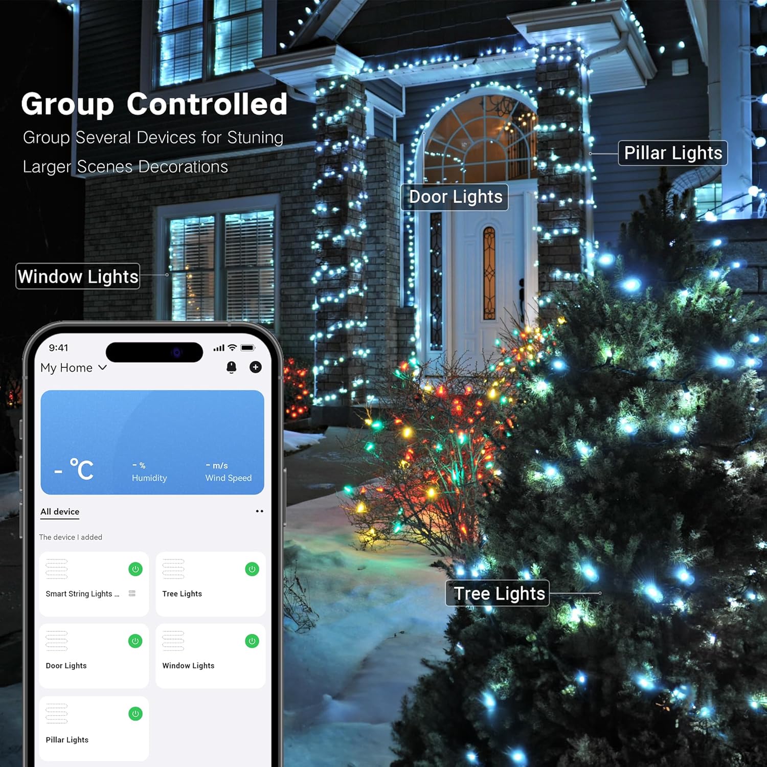 Brizled RGB Christmas Lights, 164ft 500 LED Color Changing String Lights, Dimmable Christmas Tree Light, Indoor Multifunctional Fairy Light with Remote for Outdoor Independence Day Xmas Party Decor