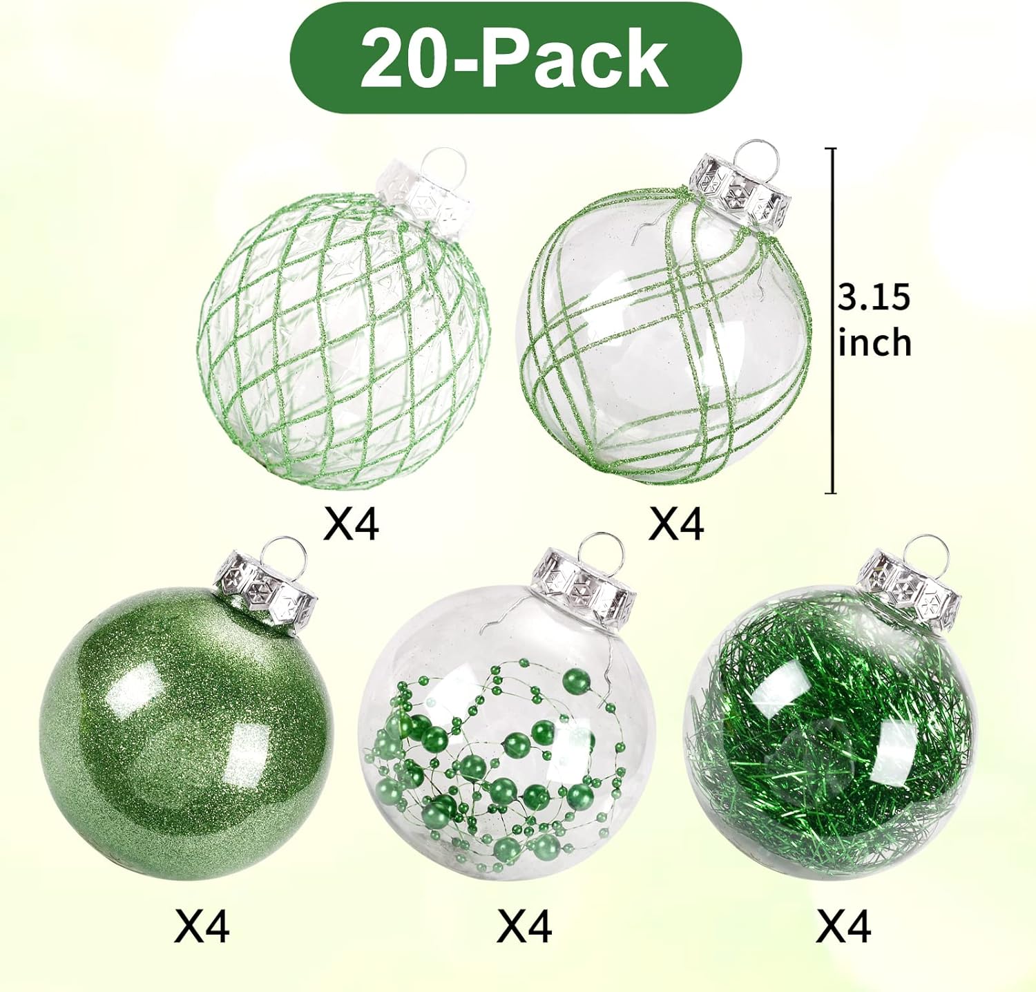 Clear Plastic Christmas Ball Ornaments, 30ct 2.36 Inch Champagne Balls for Tree Decoration - Shatterproof for Holiday Wedding Party Gifts