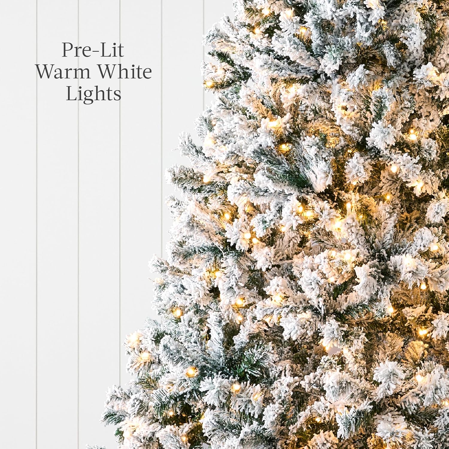 Best Choice Products Pre-Lit Artificial Christmas Tree, 6ft Snow Flocked Design Pine Tree, Full Appearance Snowy w/Easy Assembly, Metal Stand