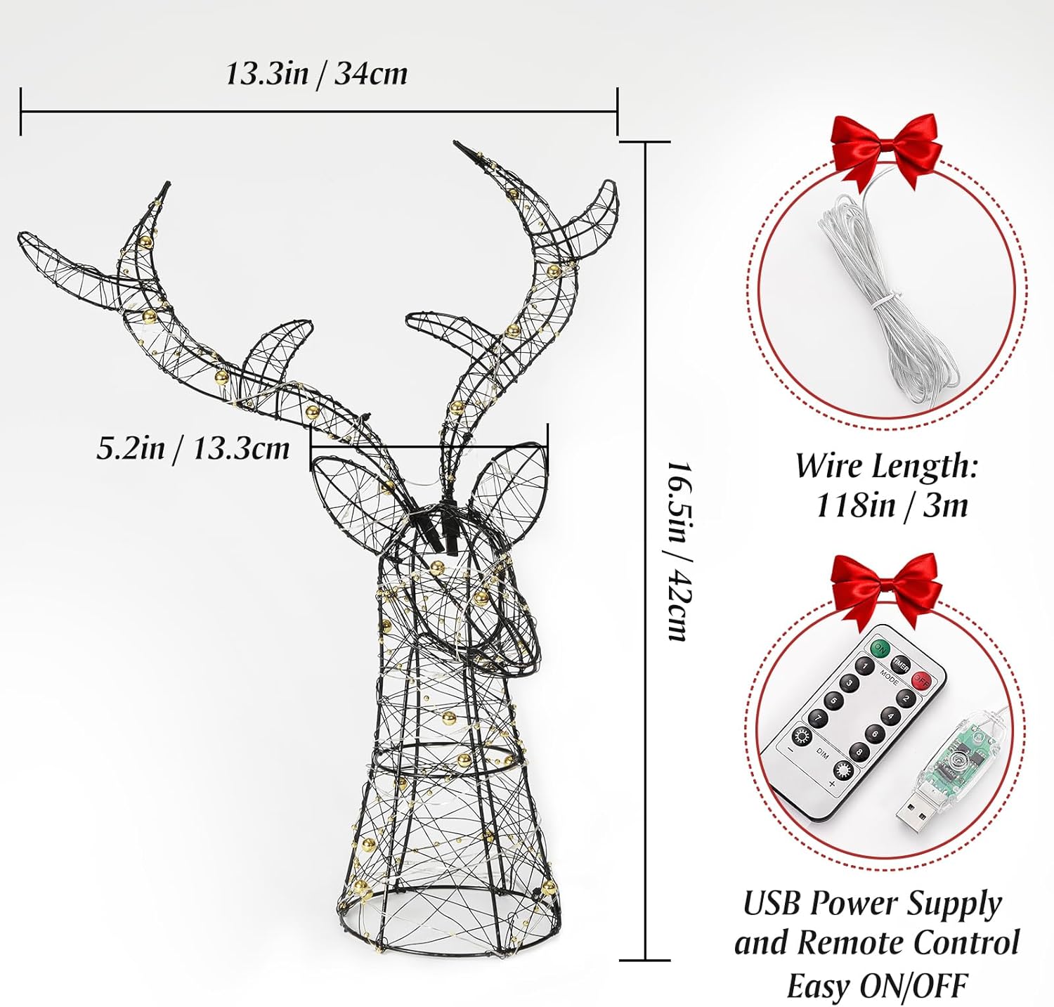 Roylvan Christmas Star Tree Topper with 8 Lighting Modes, USB Lighted Tree Topper with 20 LED Lights, Shiny Treetop Christmas Tree Decoration for Indoor Outdoor Holiday Home Ornament Gift, 9.8 Inch(H)