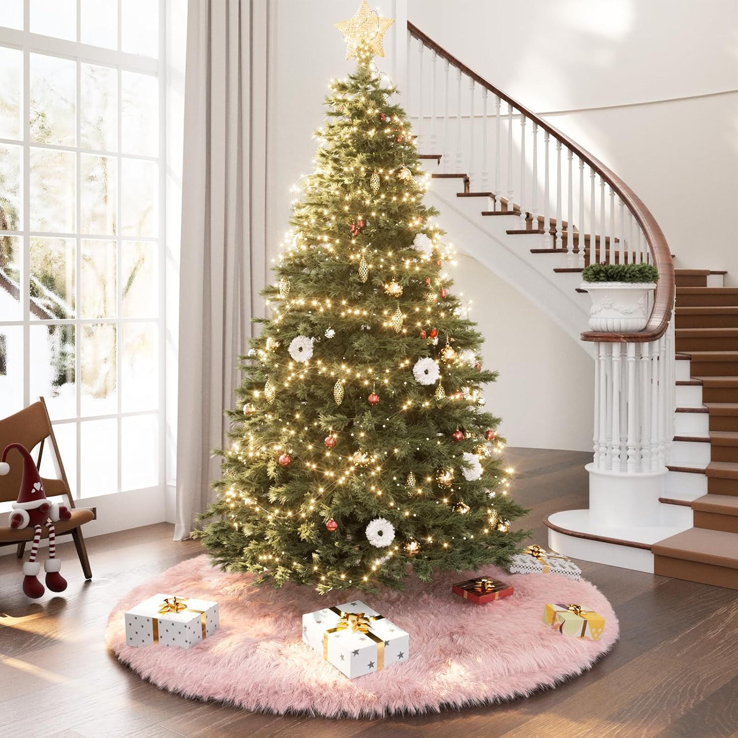 Christmas Tree Skirt 36 inch Wool Fur White Tree Skirt Small Snowy White Plush Velvet Tree Skirt Party Christmas Tree Decoration