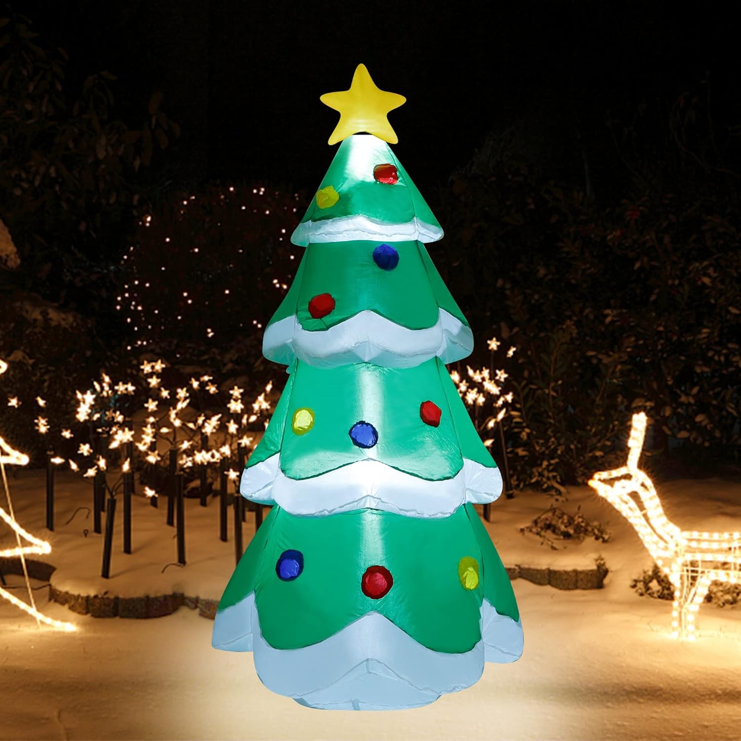 7 FT Inflatable Christmas Tree with Led Lights, Lighted Christmas Tree for Blow Up Yard Decoration, Indoor Outdoor Yard Garden Christmas Decoration