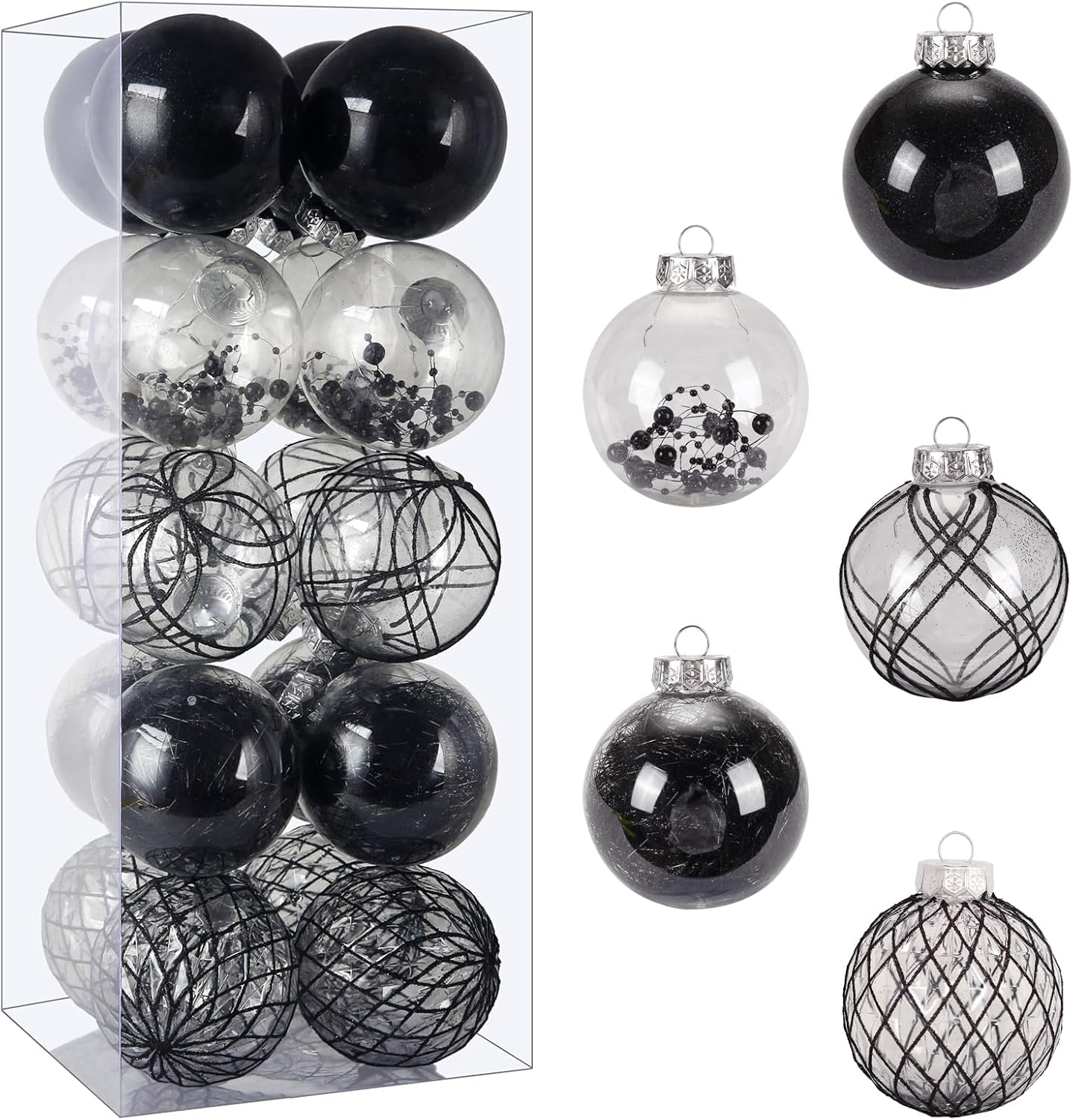 Clear Plastic Christmas Ball Ornaments, 30ct 2.36 Inch Champagne Balls for Tree Decoration - Shatterproof for Holiday Wedding Party Gifts