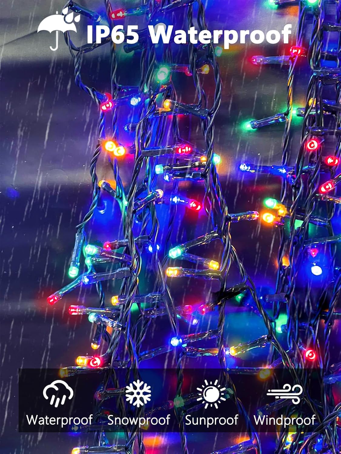 2 Pack 200 LED Solar Christmas Lights Outdoor, Solar String Lights for Outside with 8 Lighting Modes, Waterproof Green Wire Solar Powered Tree Light for Xmas Party Yard Garden Decorations (Multicolor)