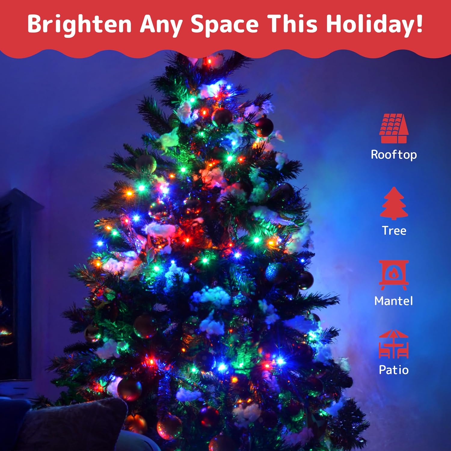 PREXTEX Christmas String Lights with Green Wire - 100 Count, 20 Ft Multicolored Christmas Tree Lights for Xmas Decorations Indoor and Outdoor - Incandescent String Light for Patios, Fences, Holidays