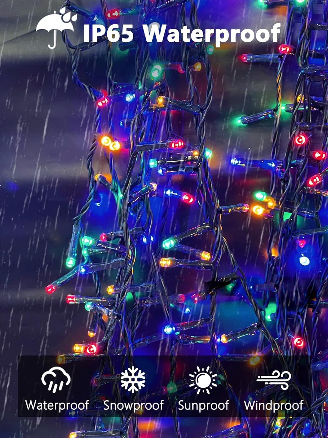 2 Pack 200 LED Solar Christmas Lights Outdoor, Solar String Lights for Outside with 8 Lighting Modes, Waterproof Green Wire Solar Powered Tree Light for Xmas Party Yard Garden Decorations (Multicolor)