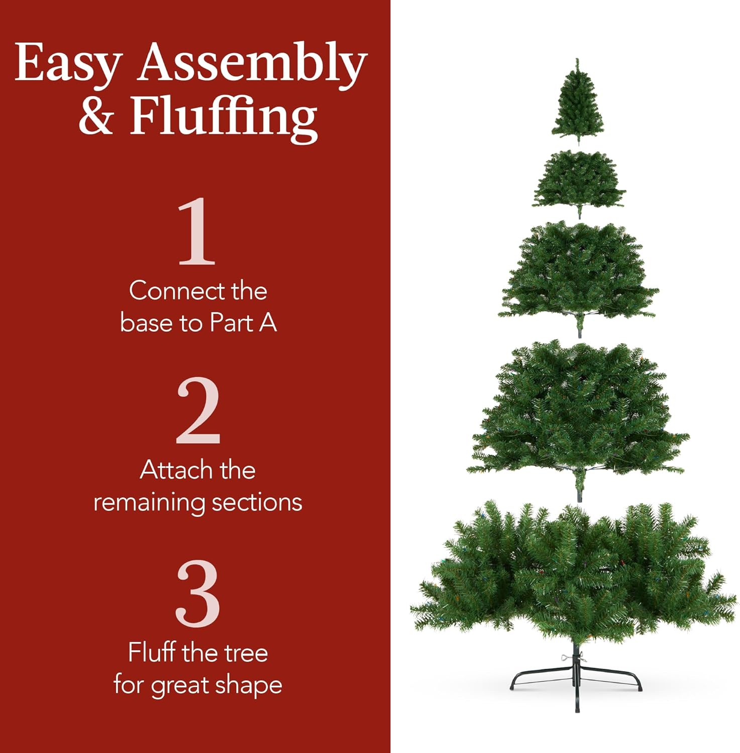 Best Choice Products Artificial Christmas Tree, 6ft Premium Pre-Lit Realistic Spruce Holiday Décor w/Dense Branches, Metal Base - Green Spruce