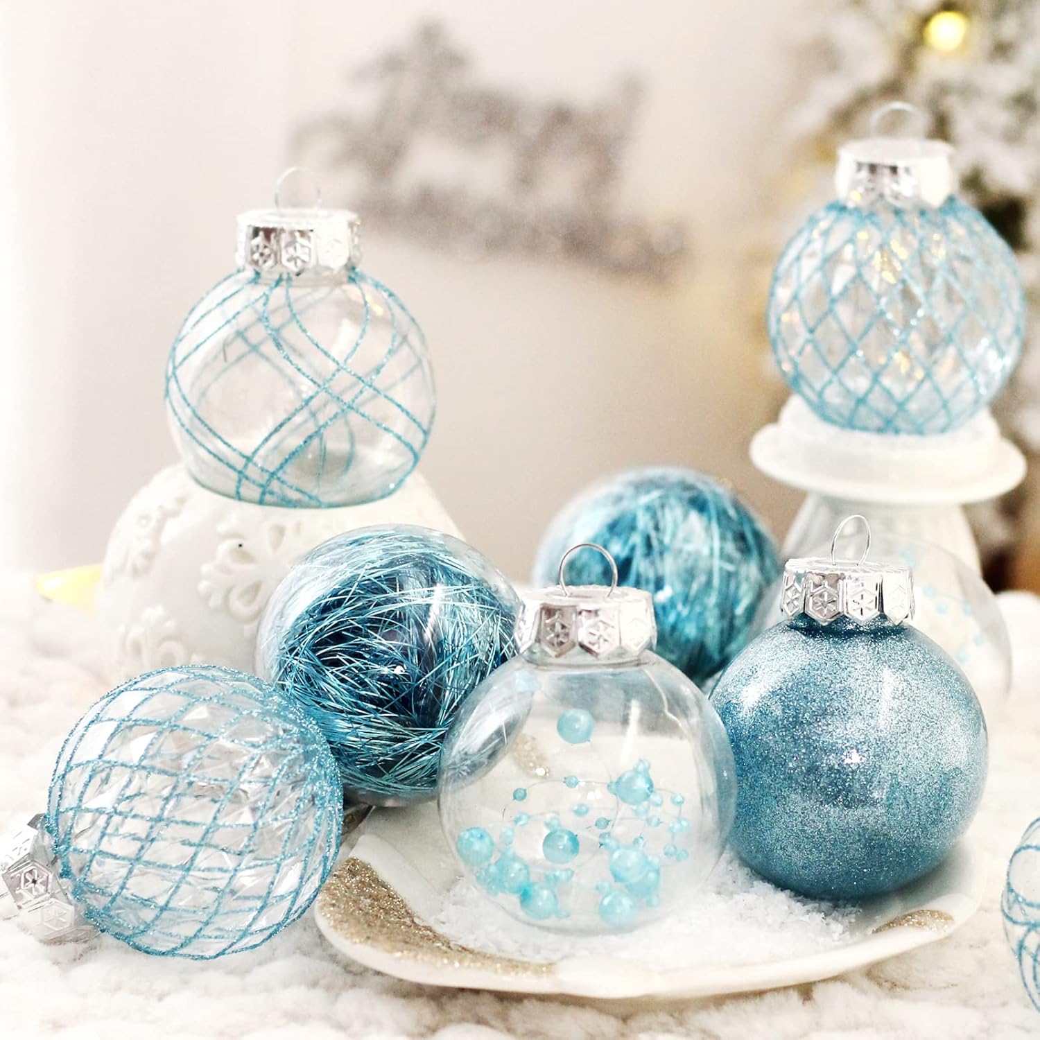 Clear Plastic Christmas Ball Ornaments, 30ct 2.36 Inch Champagne Balls for Tree Decoration - Shatterproof for Holiday Wedding Party Gifts