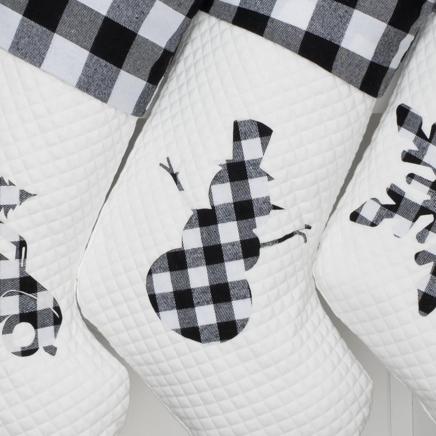 LUBOT Set of 8 Christmas Stocking(20inch) Silhouette Buffalo Red Plaid/Rustic/Farmhouse/Country Cotton Fireplace Hanging Xmas Stockings Decorations for Family Holiday Season Decor